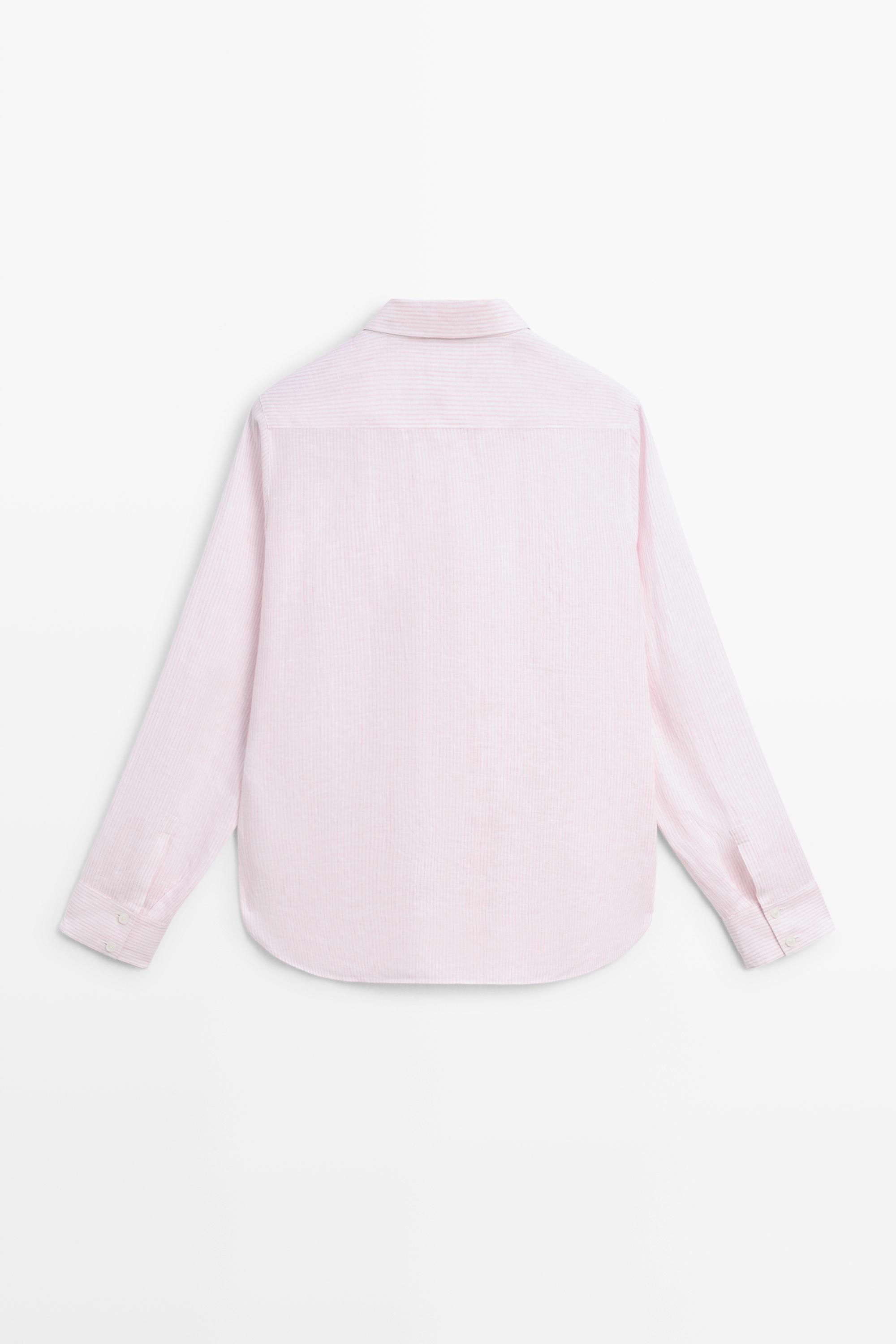100% linen shirt with striped details